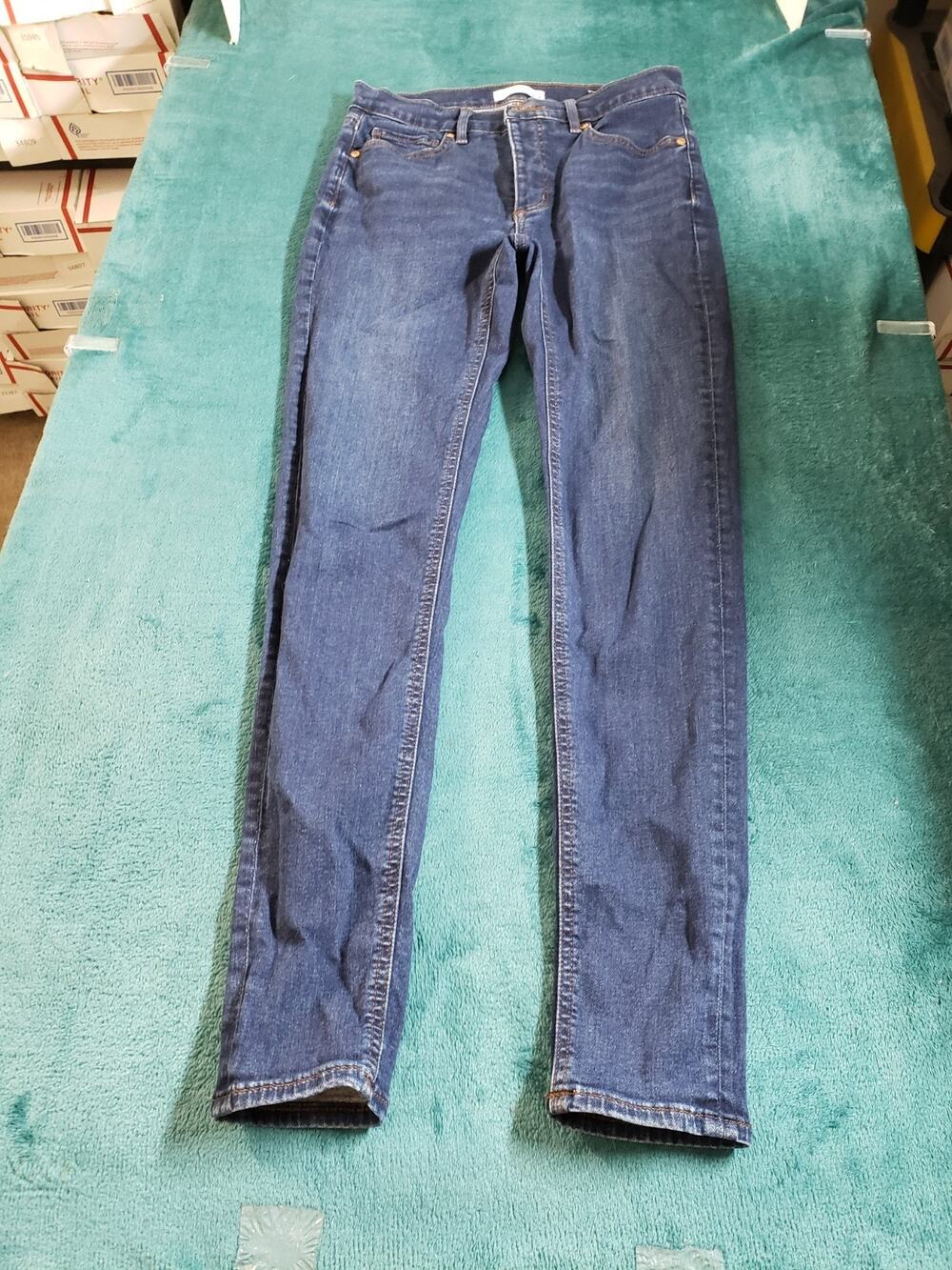 Loft Jeans Size 2 Womens Blue Denim Stretch Pants Mid Rise Curvy Skinny